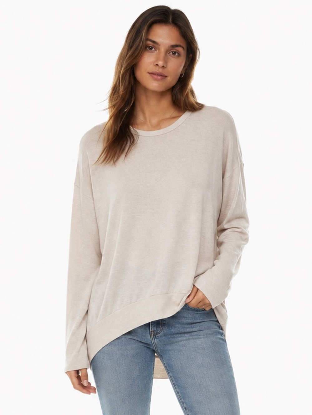 Wilfred Free Aritzia Cream Oversized Hi-Low Sweater Top Small